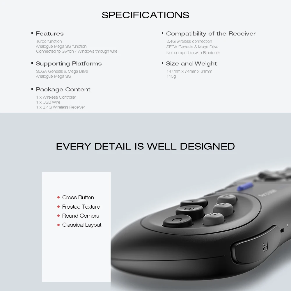 8Bitdo M30 беспроводной Bluetooth игровой контроллер 6 кнопок геймпад для SEGA классика/переключатель/macOS/пара/Raspberry Pi