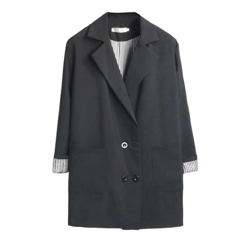 

Spring Autumn Long Small Suit Women Casual Loose Blazers Jacket Woman Black Blazers Suits New Loose Double Breasted Outwear