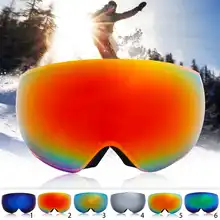 Лыжные очки двухслойные линзы Зимние виды спорта Сноуборд очки Анти-туман УФ-защита для взрослых лыжные очки маска