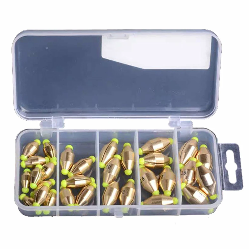 

15/20Pcs Copper Raft Fishing Sinkers Fast Enter Water 0.5-3.0# Weight Japan Rock Sea Fishing Lure Accessories Quick Replacement