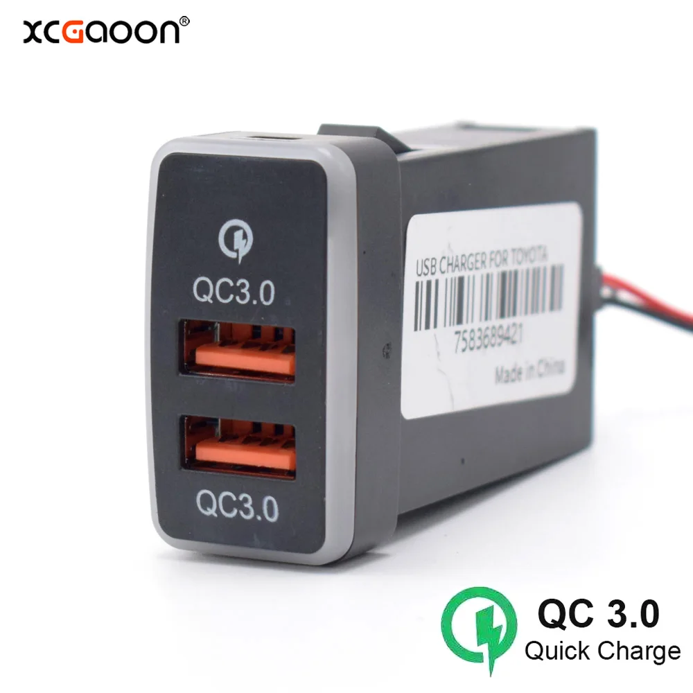 

XCGaoon QC3.0 Quick Charge 2 USB Car Charger Double USB Phone PDA DVR Adapter Plug & Play Cable For TOYOTA