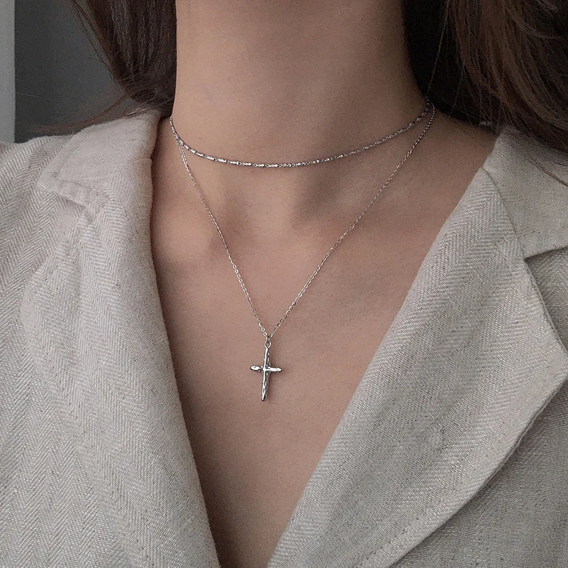 925 Sterling Silver Layered Cross 