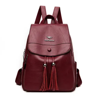 

Hot Women tassel Backpacks Designer High Quality Soft Leather Fashion Back Bag Brand Female Travel Bags Mochilas Mujer Backbags