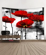 Tapeçaria floral vívido girassol tapeçaria de parede pendurado natureza cenário flor vermelha tapeçaria para casa sala estar quarto(China)