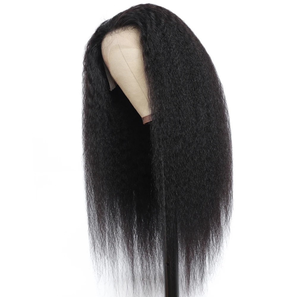 13x6 Transparent Lace Frontal Closure Wig Preplucked Kinky Straight Human Hair Wig Glueless remy coarse yaki 13x6 frontal wig