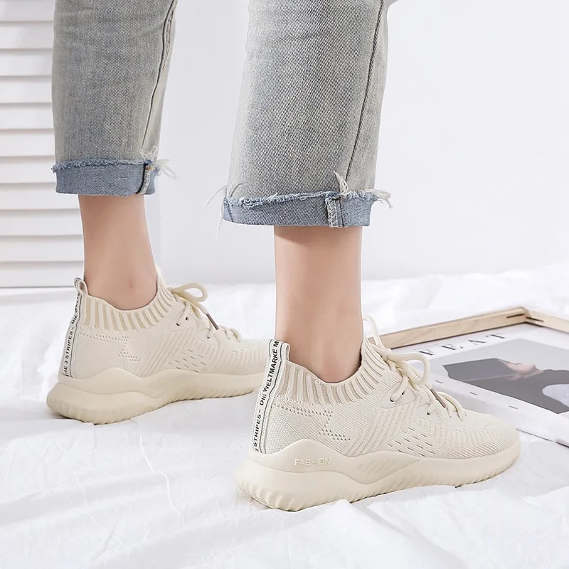 

Sneakers Women Knit Upper Breathable Sport Shoes Woman Chunky Shoes ankle Running Shoes For Men Women