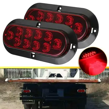 

Fuleem 2PCS 6INCH 10 LED Surface Mount Oval White Stop Brake Marker Tail LED Light 12V Waterproof