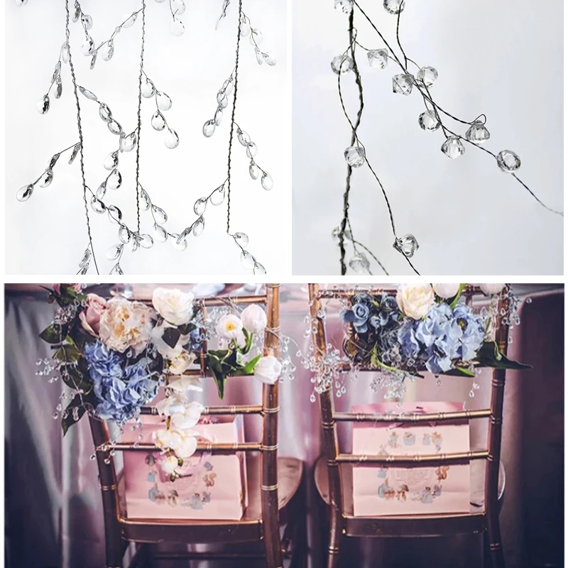100/120/150cm Acrylic Crystal Bead Curtain Clear Water Drop Diamond Shape Branch String Garland For Wedding Party Decor Supplies