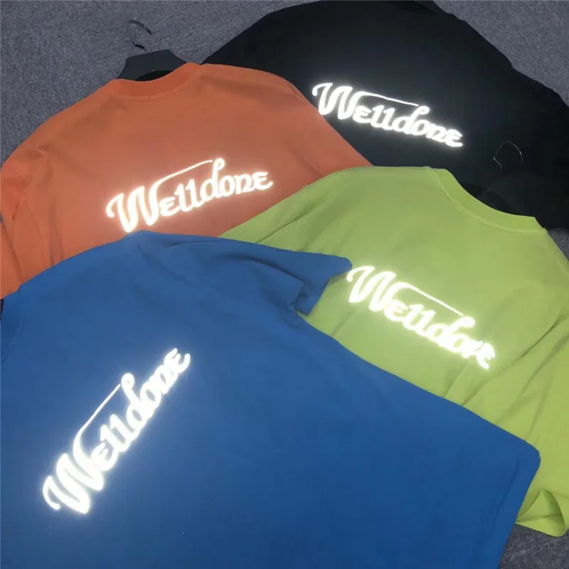 

3M Reflective WELLDONE T Shirt Women Men1:1 High Quality We11Done Hip-hop WELL DONE Top Tees
