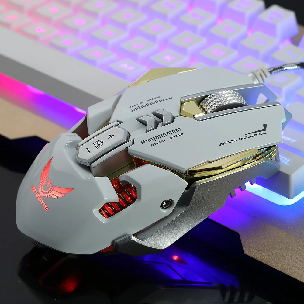 ZERODATE игровая мышь X300GY USB Проводная конкурентоспособная игровая мышь Регулируемый 3200 dpi 7 программируемых кнопок светодиодный эффект освещения