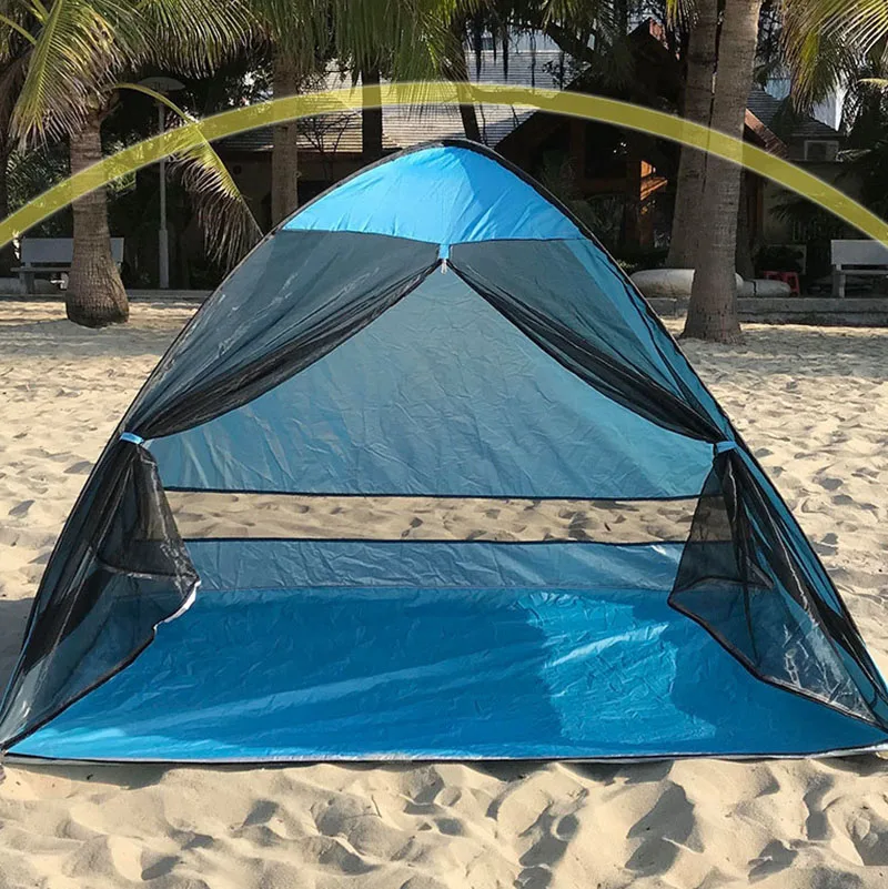 Anti-Mosquito Beach Shade Tent With Gauze UV Protection Automatically Camping Outdoor Portable Beach Tent With Mesh Curtain