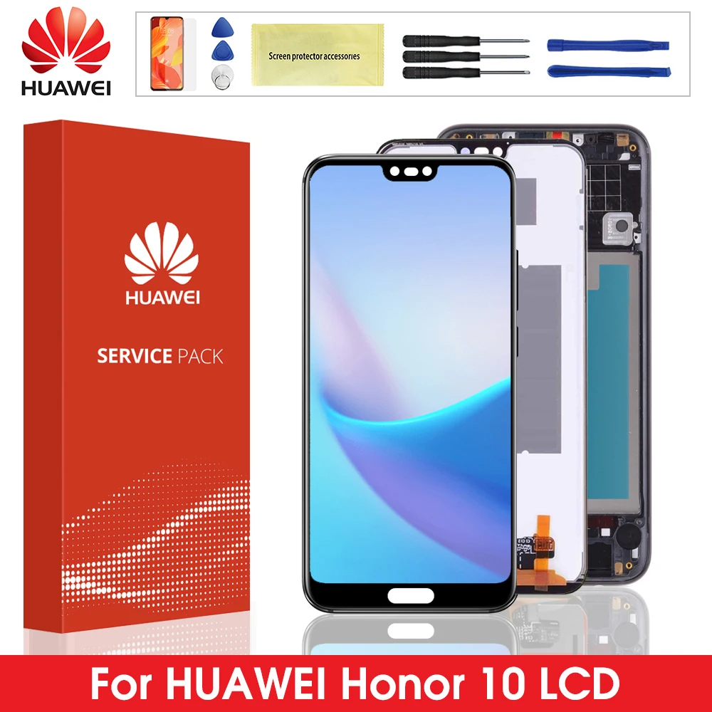 5.84'' Original For Huawei Honor 10 Display With Fingerprint Touches LCD Replacement COL-L29 L19 AL10 TL10 | Мобильные