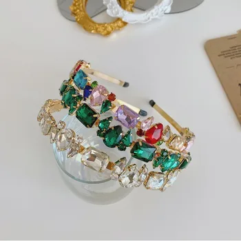 Fashion Hair Accessories Women's Full Rhinestone Headbands Retro Alloy Thin Side Hairband Versatile Cute Hair Hoop Headwear New 3