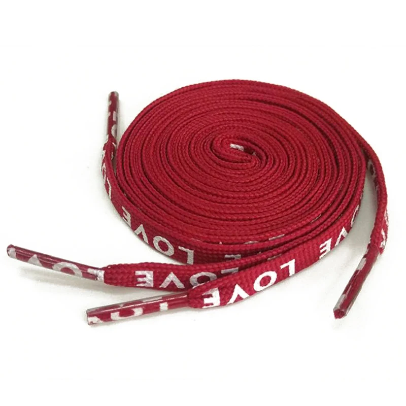 dark red 1 пара двухсторонние печатные шнурки с надписью LOVE высококачественные прочные Полиэстеровые плоские модные шнурки для полукедов 110 см - Цвет: dark red