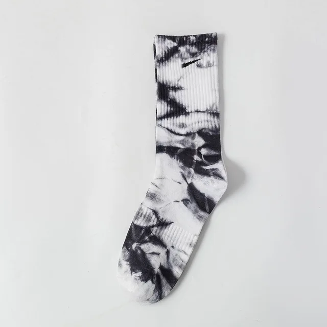 New Fashion Tie-dye Men and Women Socks Cotton Colorful Vortex Hook 19 Styles HipHop Skateboard Funny Happy Soft Girls Sockings Beige