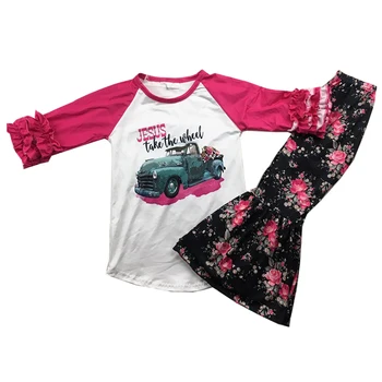 

Bell pant girls long sleeve outfits Valentine's Day festival sets boutique girls' clothes