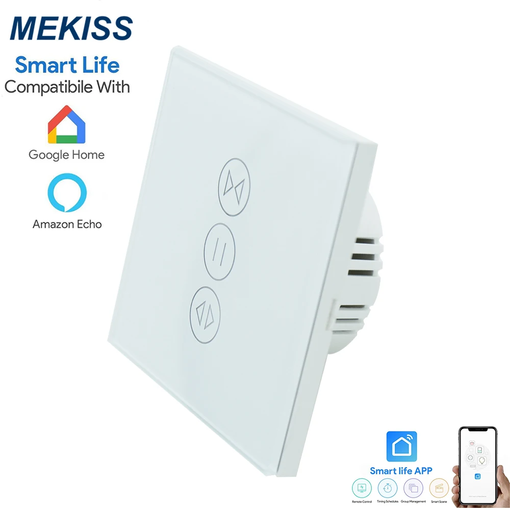 

WIFI smart curtain touch switch APP wireless remote control compatible with alexa voice control US standard touch switch