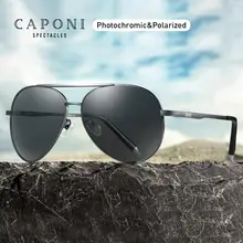 CAPONI Pilot Солнцезащитные очки Мужские поляризационные фотохромные Винтажные Солнцезащитные очки Классическая оправа из сплава очки для вождения для женщин UV400 CP3103