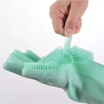 

Not Hurt Hands Magic Silicone Dishwashing Brush Dishwashing Sponge Scrub Gloves Does Kitchen Cleaning 1 Pair