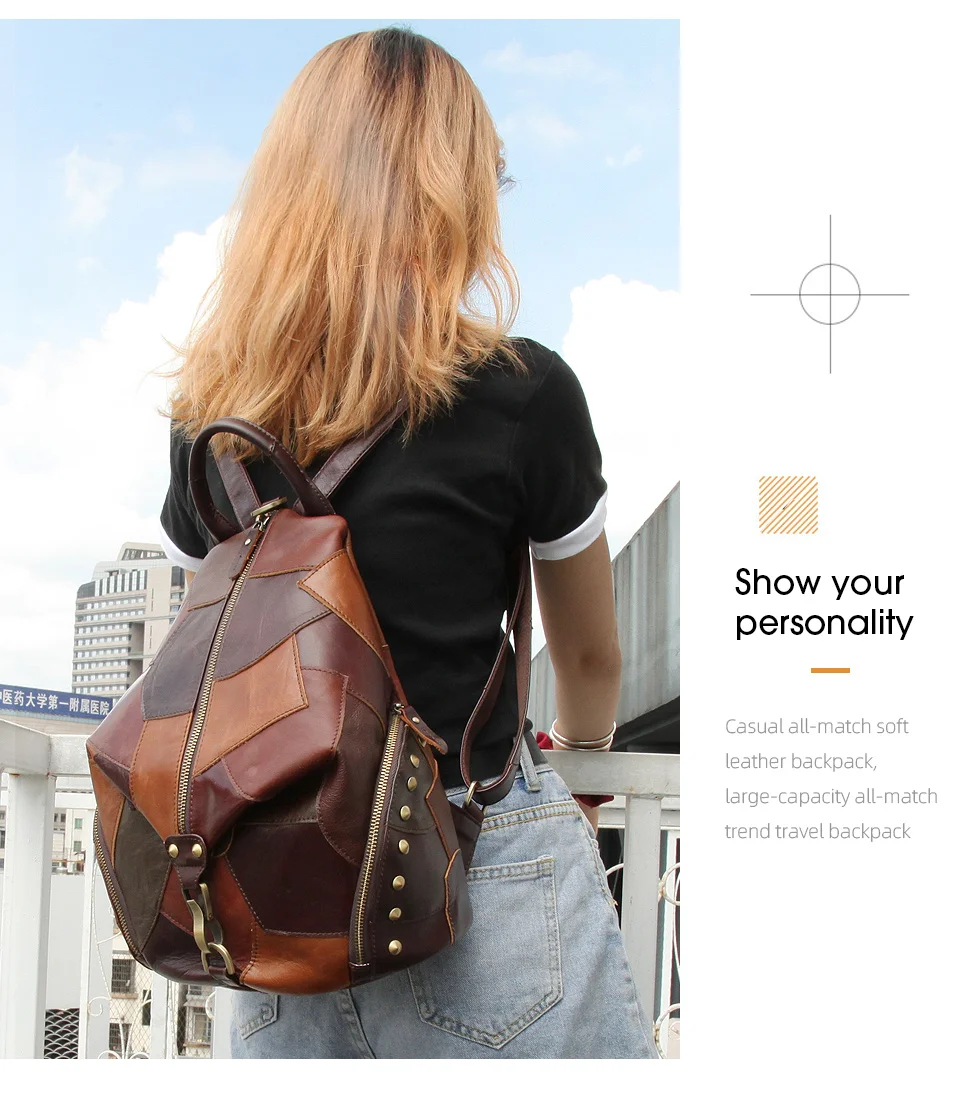 classy backpack 2021 New Vintage Women Backpack Cow Genuine Leather Large Capacity Soft School Bags For Ladies School/Travel Bags For Teenagers Stylish Backpacks discount