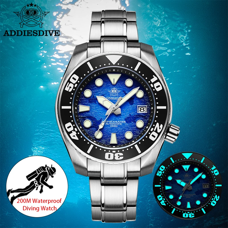 

ADDIES Men's Watch Automatic Mechanical Diver Watch Luminous men's watches Rotating bezel Sapphire Crystal 200m dive watch NH35