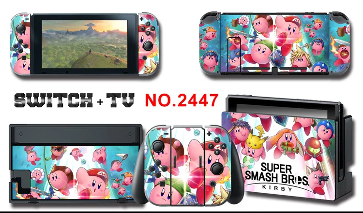 1set New Cute Anime Full Body Sticker for NS Switch Protective Cover Skin Colorful Art for Game Console Joy-Con Controller Decor