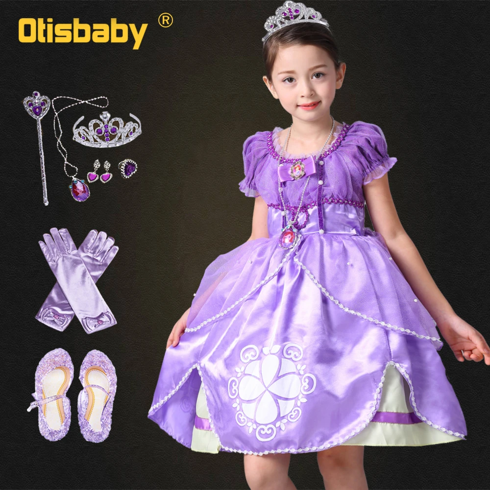Children Christmas Dress Fantasia Sofia Fancy Girls Princess Sophia Accessories Set Birthday Party Fairy Up | Детская одежда и