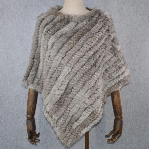 natural grey Горячая Распродажа, Женская шаль из натурального кроличьего меха, натуральный вязаный натуральный кроличий мех, пончо, шарф, осенне-зимний кроличий мех, Пашмина - Цвет: natural grey