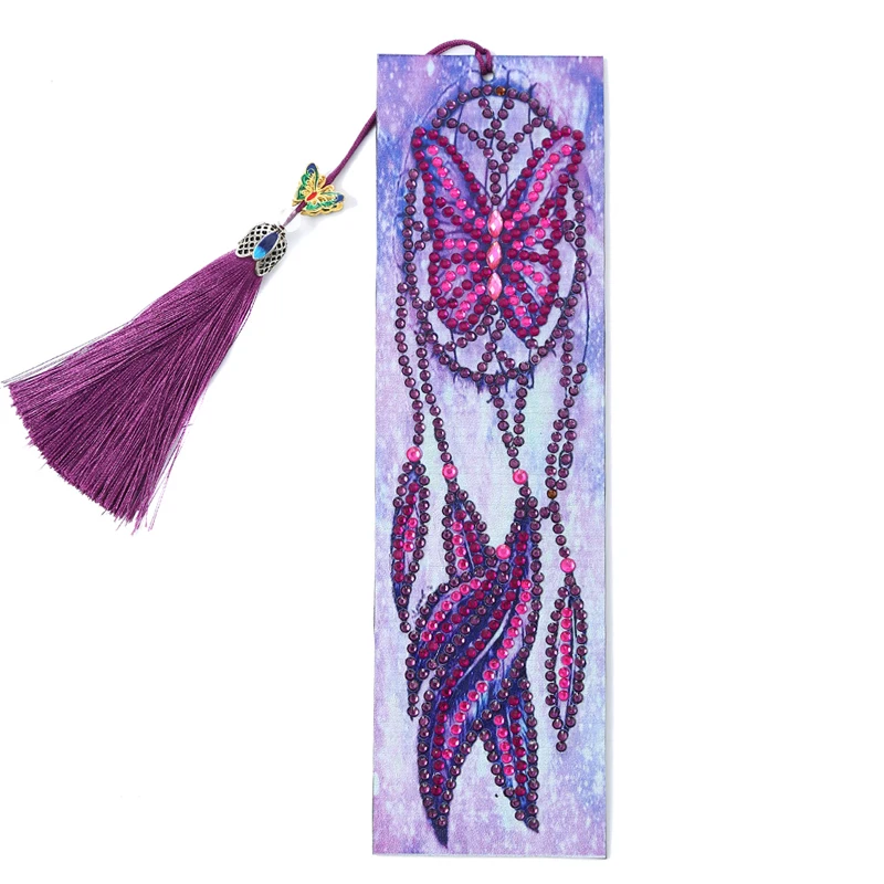 Diamond Painting Bookmark 5D DIY Special Shaped Diamond Art Mosaic Leather Tassel Book Marks Diamond Embroidery Cross Stitch 5d shiny diamond painting