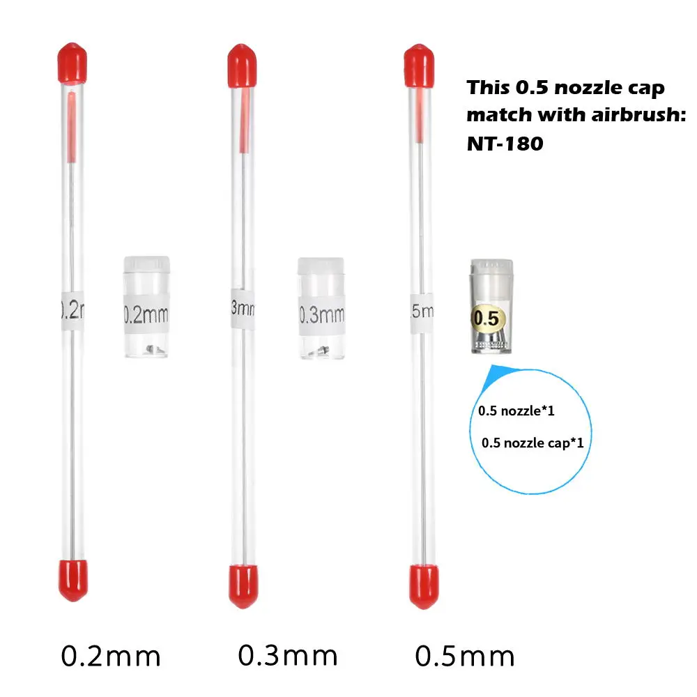 0,2 мм, 0,3 мм, 0,5 мм, сменные иглы для аэрографа, распылитель, модель распыления краски, инструмент для обслуживания, аксессуары - Цвет: Nozzle Needle 180Cap
