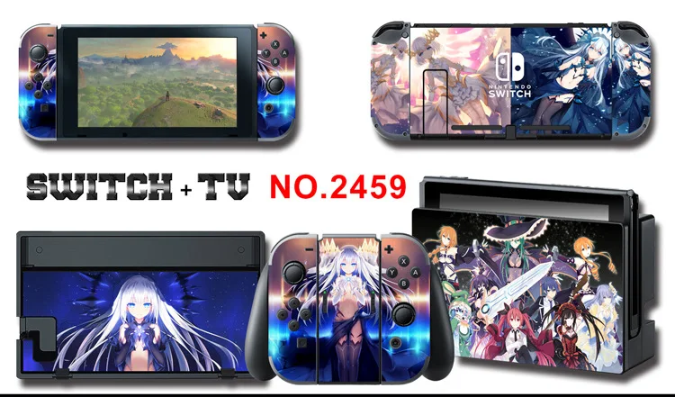 1set New Cute Anime Full Body Sticker for NS Switch Protective Cover Skin Colorful Art for Game Console Joy-Con Controller Decor