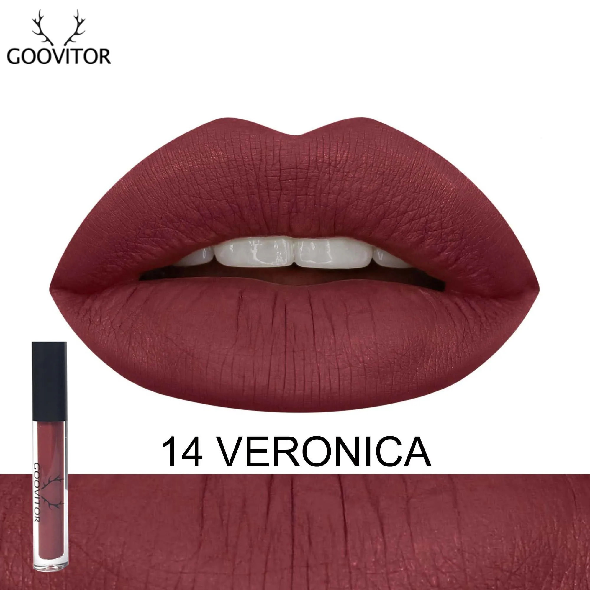14 Veronica Goovitor стойкая высокопигментированная Матовая жидкая губная помада, блеск для губ, водостойкий красный бархат, телесный, 25 цветов, макияж - Цвет: 14 Veronica