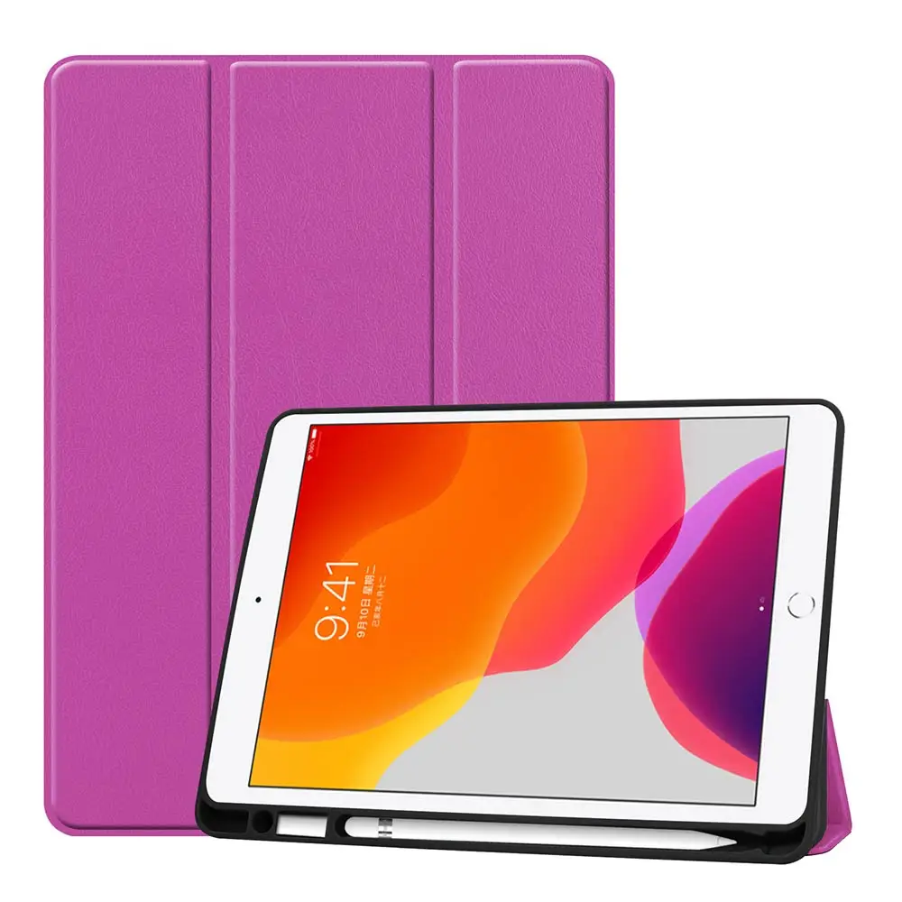 Чехол для нового iPad 10,2 дюйма с Solf задней смарт-подставкой защитный чехол с автоматическим сном/пробуждением - Цвет: Фиолетовый