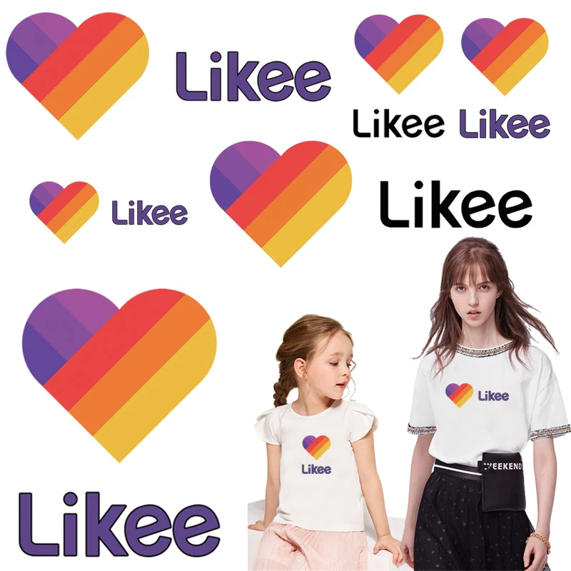 Термонаклейка Likee App аппликация на одежду Радужное сердце логотип патчи