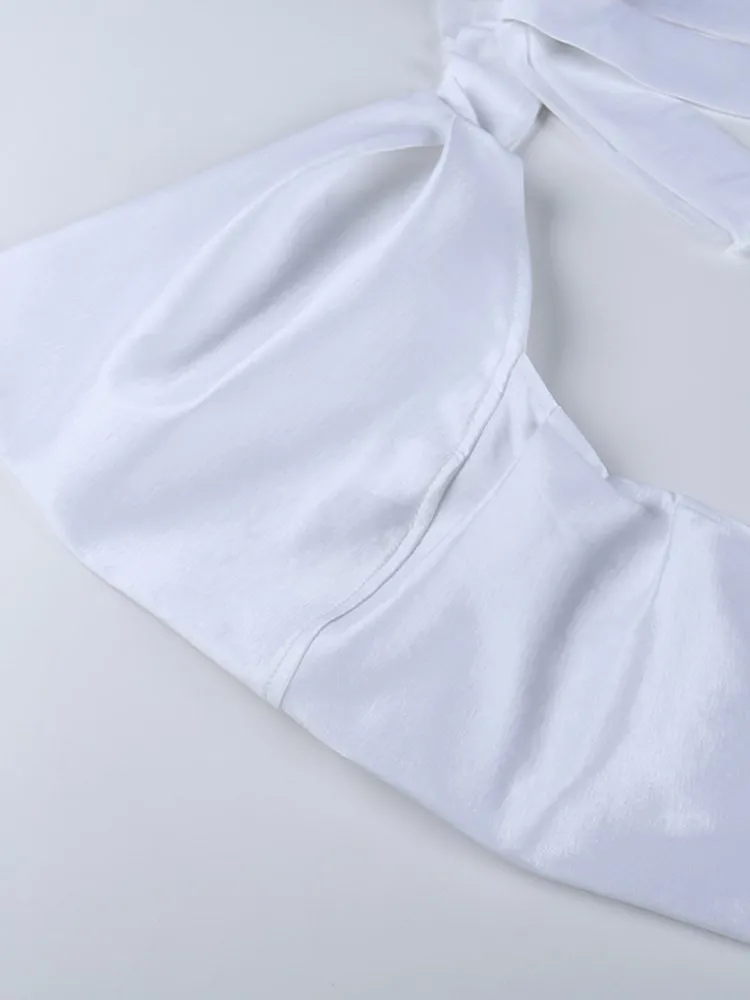Elegante minivestido de fiesta con un hombro al descubierto, mangas abullonadas, patchwork, espalda descubierta, sexy, ajustado, para noche, clubwear, 2025