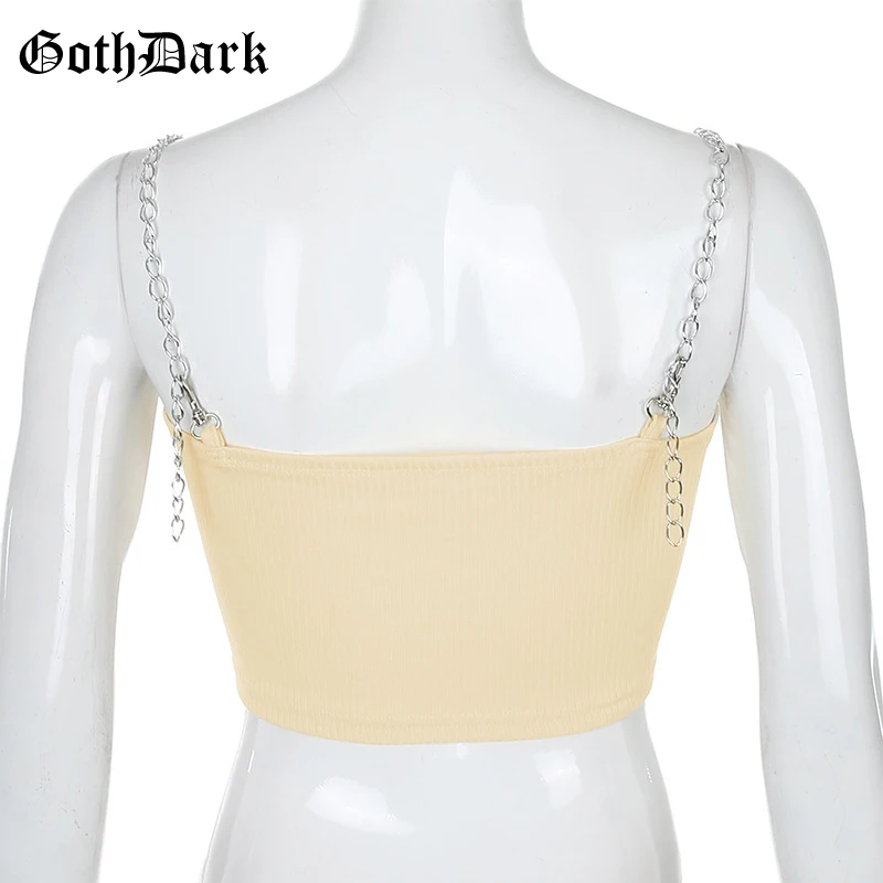 Women Chain Strap Crop Tops Bodycon Punk Style Streetwear Outfit