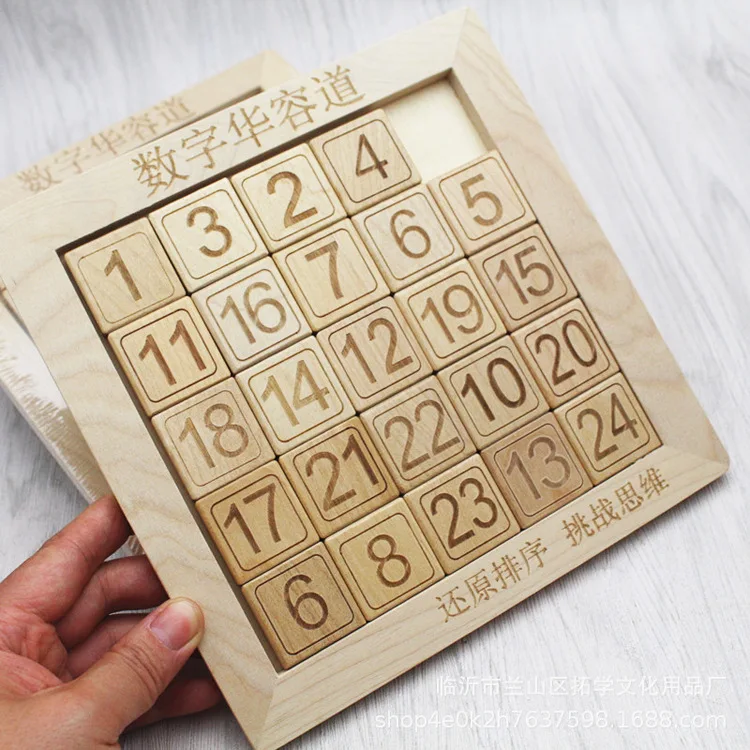 

Large Size Wooden with Numbers Huarong 24 Mental Challenges Gaming Desktop Educational Toy CHILDREN'S Puzzle Intelligence