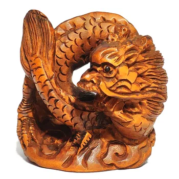 

Y7063 - 2" Nice Hand Carved Boxwood Netsuke Pendant Bead- Dragon