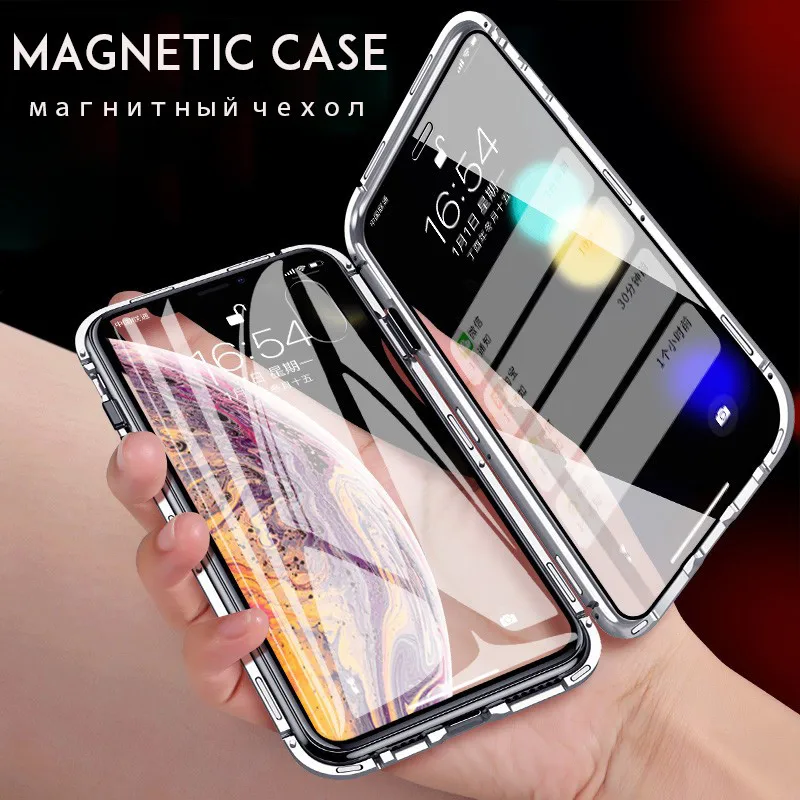 

360 Magnetic Adsorption Case For iPhone XR XS MAX X 8 Plus 7 Full Cover Front Back Tempered Glass For iPhone 8 7 6 6S Plus Case