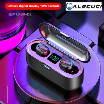 

ALECUCI Q32-1 Wireless Earphones IPX5 Waterproof Bluetooth 5.0 Earphones Mini TWS Stereo Sound Earbuds with Mic LCD Display
