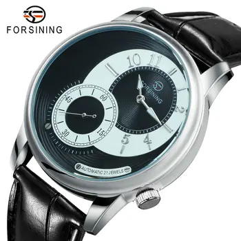 

FORSINING Creative Automatic Watch Men Simple Fashion Mens Mechanical Watches Top Brand Luxury Male Clock Leather Strap relogio