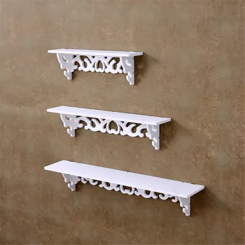 

White Wooden Wall Shelf Display Hanging Rack Storage Goods Holder Home Decor 1Set Small +medium+large Size+Accessories