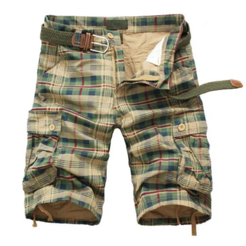 Мужские шорты Модные клетчатые пляжные шорты мужские s повседневные камуфляжные шорты в стиле милитари короткие мужские брюки бермуды Рабочая одежда