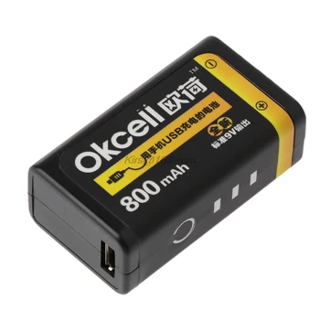 

9V 800mAh Micro USB Rechargeable Lipo Battery for Multimeter Microphone Remote