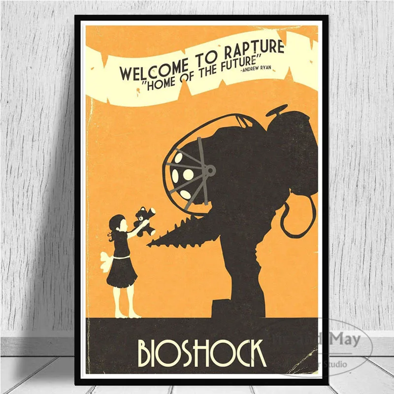 Bioshock Rapture видеоигра Ретро подарок для детей Художественная Картина на холсте