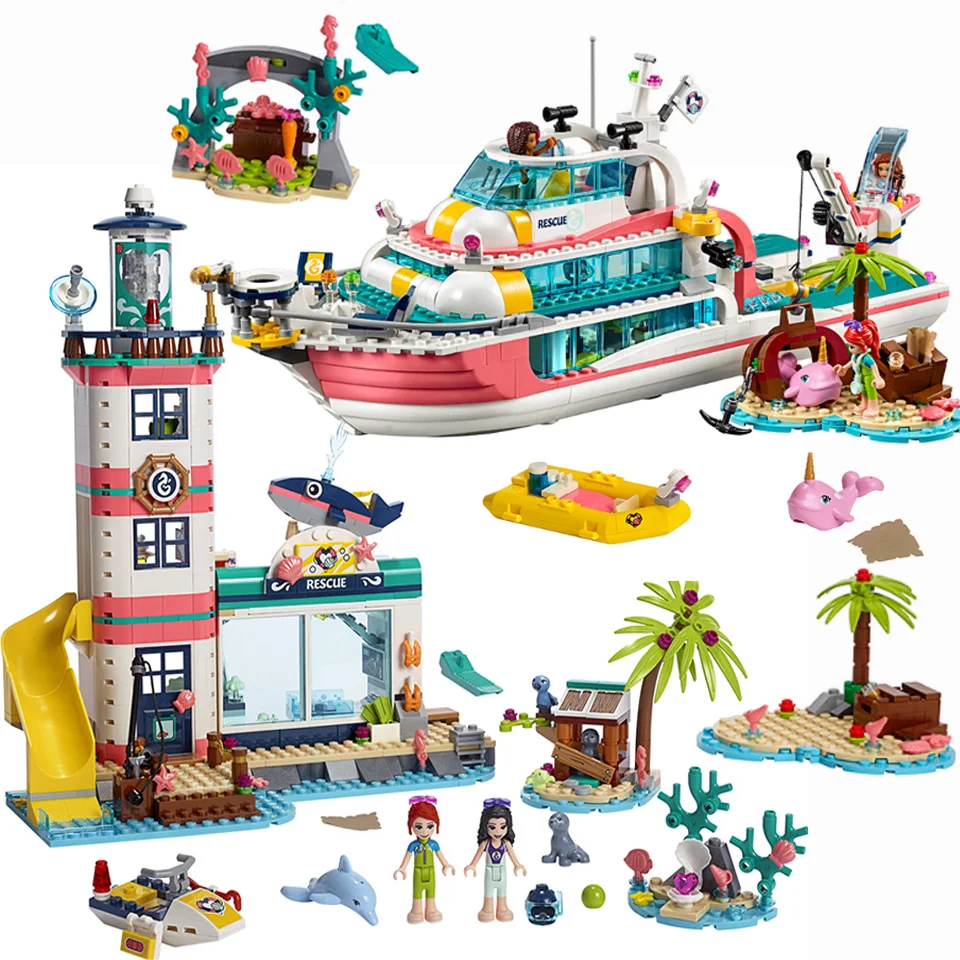 

2020 New Friends Girl Legoinglys Friends Lighthouse Dolphin Rescue Center Building Block Friends 41380 Brick Toys Girls Toys