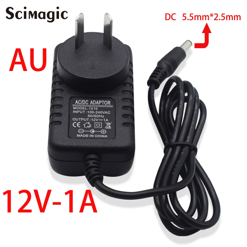 AU US EU 12V 1A AC / DC адаптер Регулируемый источник питания универсальный зарядное