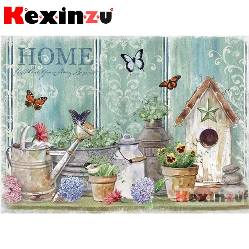 kexinzu Full 5D DIY Square/Round Diamond Painting&quotFamily butterfly&quot3D Embroidery Cross Stitch Mosaic diamondpainting Gift X0008 | Дом и