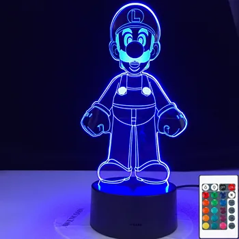 

3D Mario Night Light Touch Switch Table Desk Optical Illusion Lamp 7 Color Changing Light Child Baby Sleep Bedside 3D-4342