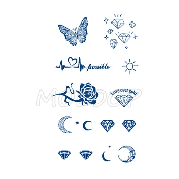 

Juice Tattoo Sticker Butterfly Diamond Moon Rose Waterproof Temporary Makeup Fake Tattoos for Woman Men Lasting To 5 -15 Days